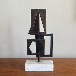 West elm Abstract Bronze Sculpture on Marble Base